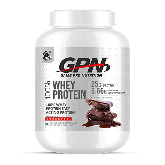 "Gpn 100% Whey Protein Powder ,Whey Protein Concentrate + Whey Isolate Protein Powder|55 Servings (CHOCOLATE, 2kg-4.4lbs)From HEALTHFARM"