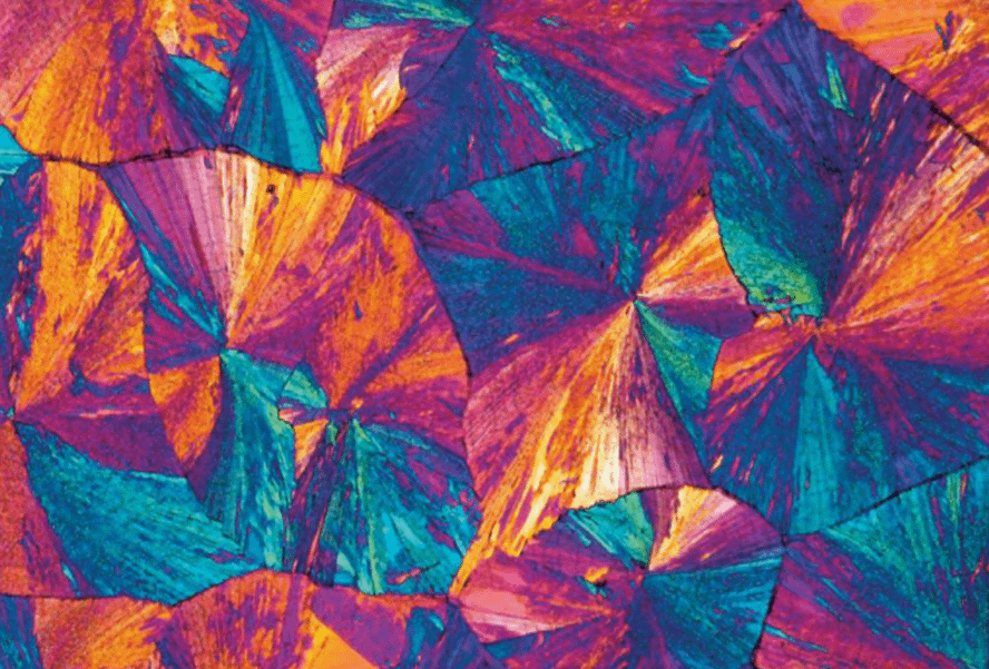 A photomicrograph of L-dopa, suggestive of an abstract painting, hints at the complex world of neurochemistry.